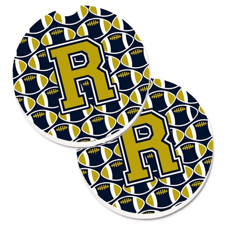 Carolines Treasures Letter R Football Blue and Gold  Cup Holder Car Coaster, PK2 CJ1074-RCARC